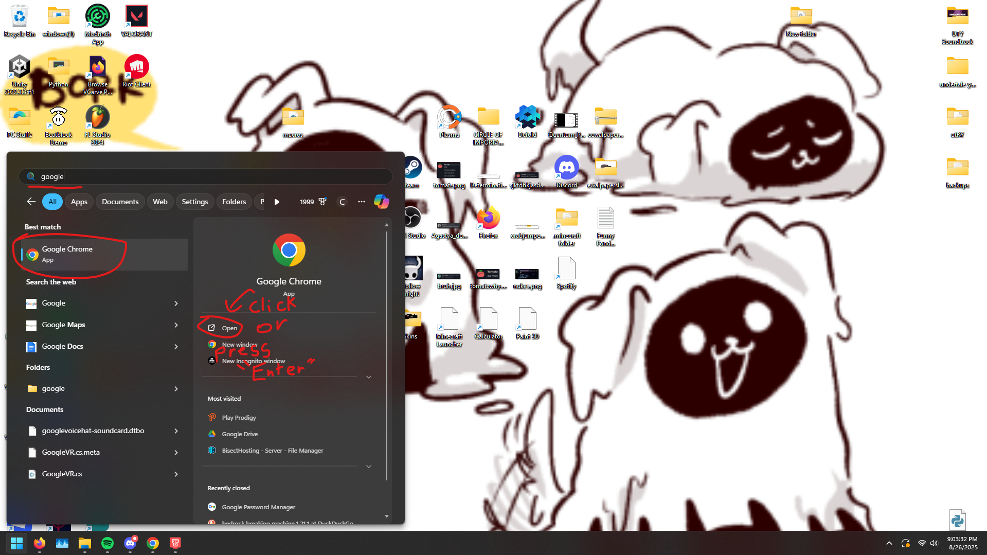 Using the Windows key to search for and launch an application